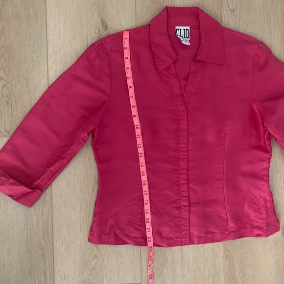 Vintage CLIO Silk Blouse Plum Berry Color Size 12 Elegant Work Shirt - Picture 6 of 15